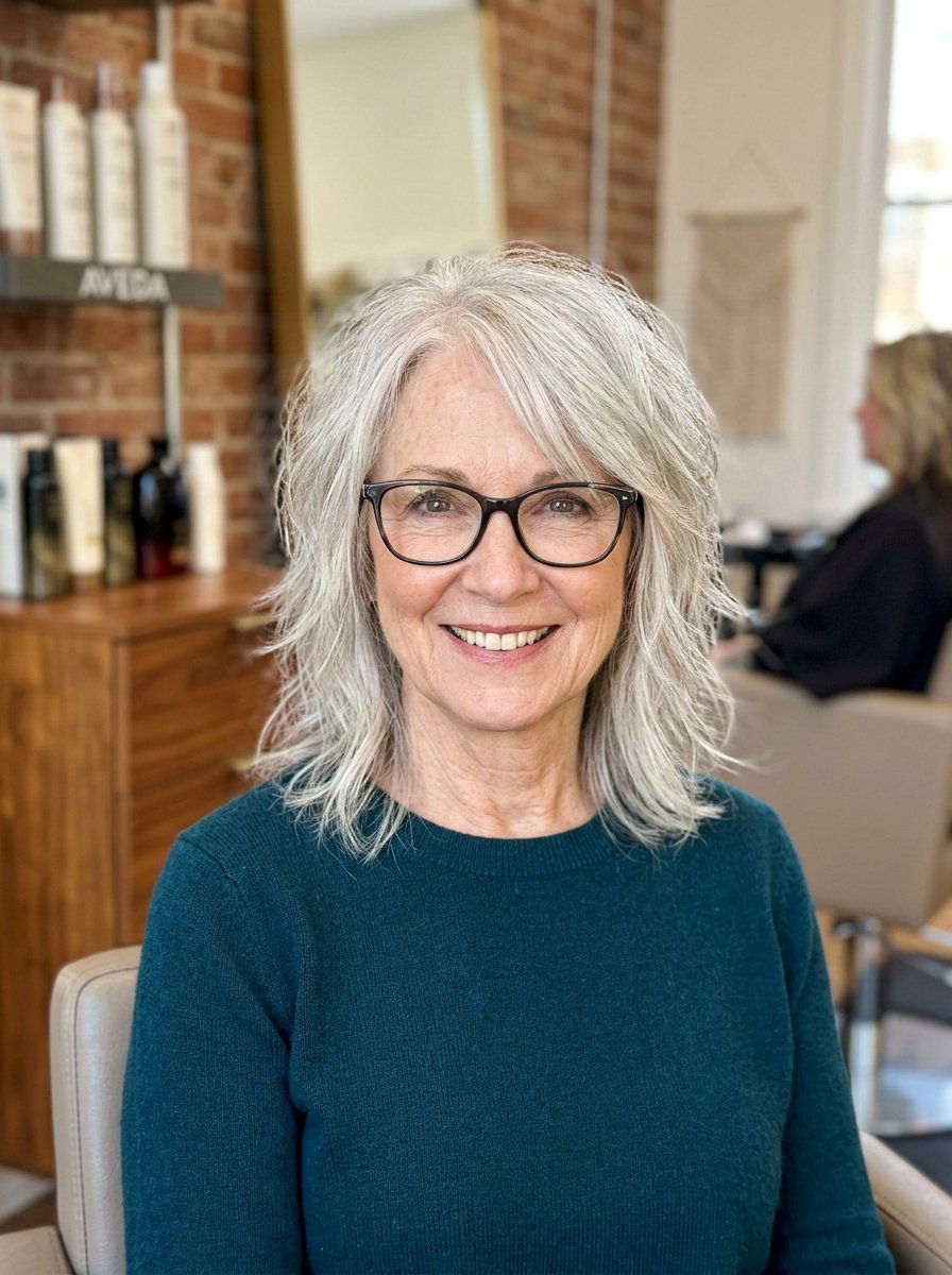 Shoulder Length Shag for Thinning Hair with Glasses - 20 short shag with glasses for older women - 20 short shag with glasses for older women
