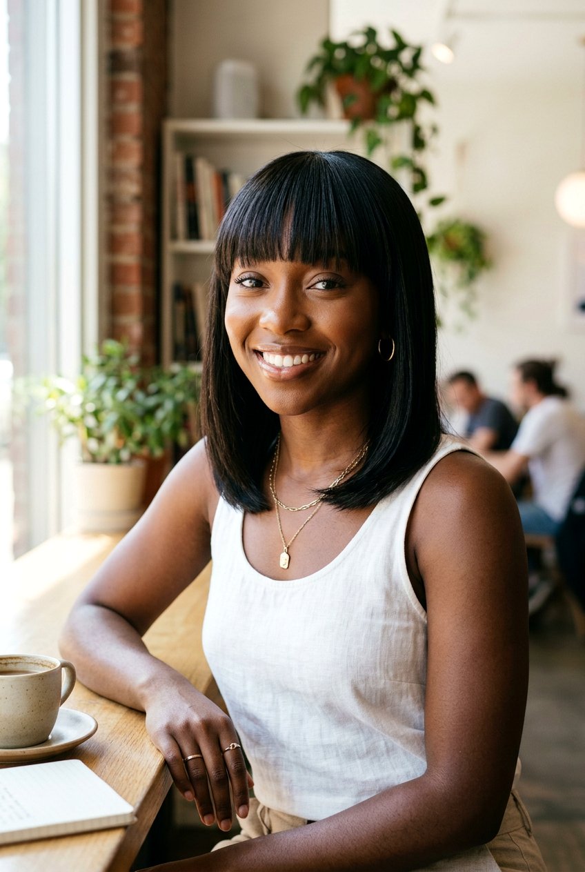 Shoulder Length Silk Press With Bangs - 20 black women shoulder length silk press ideas - 20 black women shoulder length silk press ideas