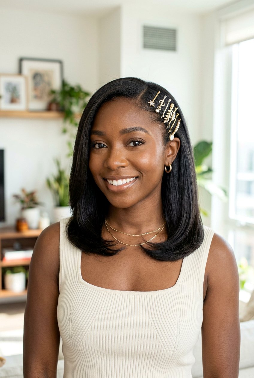 Shoulder Length Silk Press With Bobby Pins - 20 black women shoulder length silk press ideas - 20 black women shoulder length silk press ideas