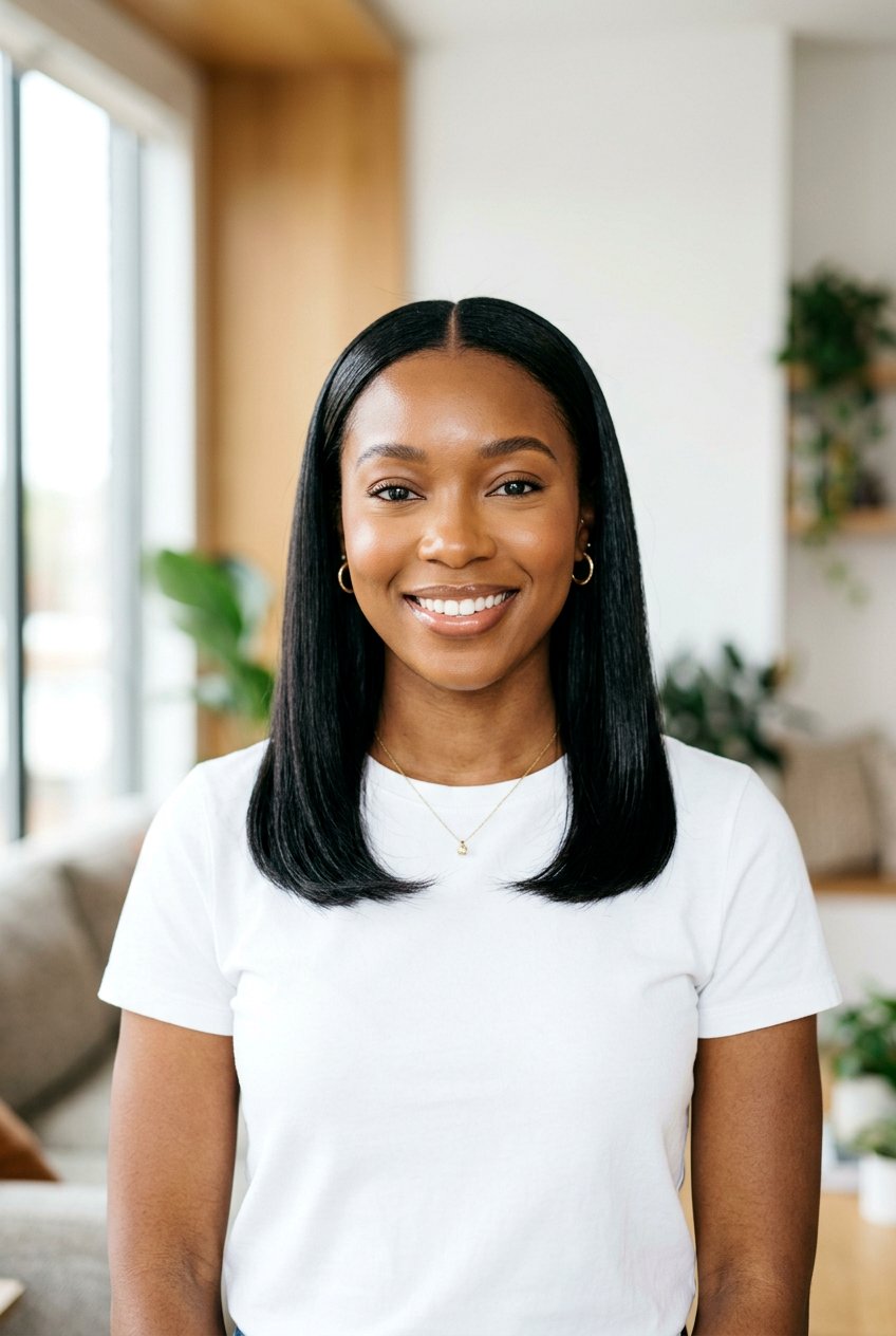 Shoulder Length Silk Press With Center Part - 20 black women shoulder length silk press ideas - 20 black women shoulder length silk press ideas