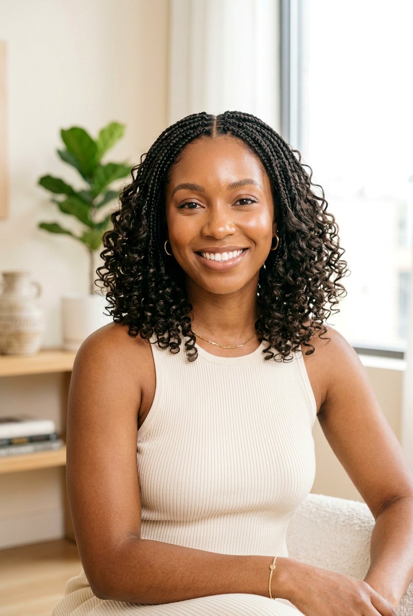 Shoulder Length Small Knotless Braids With Curls - 20 small knotless braids with curls - 20 small knotless braids with curls