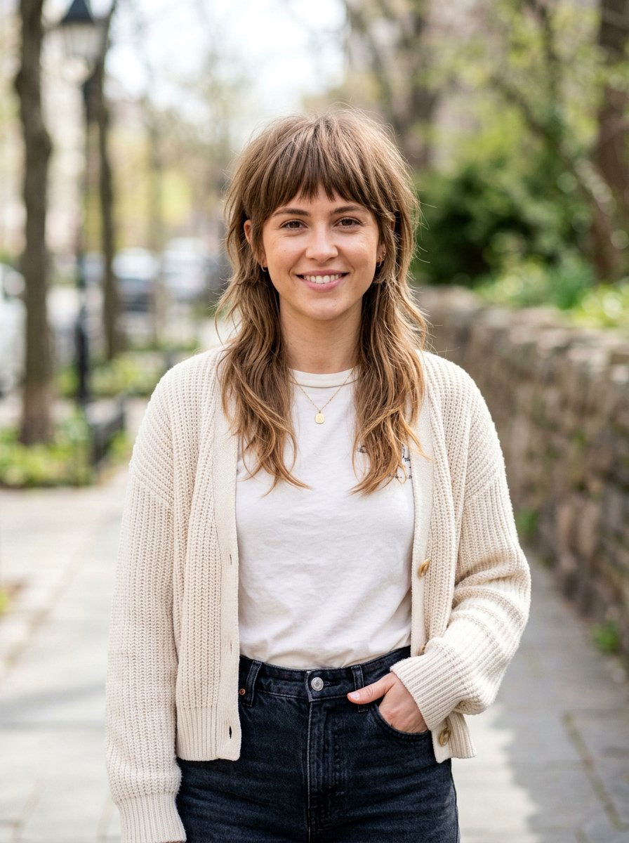 Shoulder Length Soft Mullet with Bangs - 20 soft mullet with bangs - 20 soft mullet with bangs