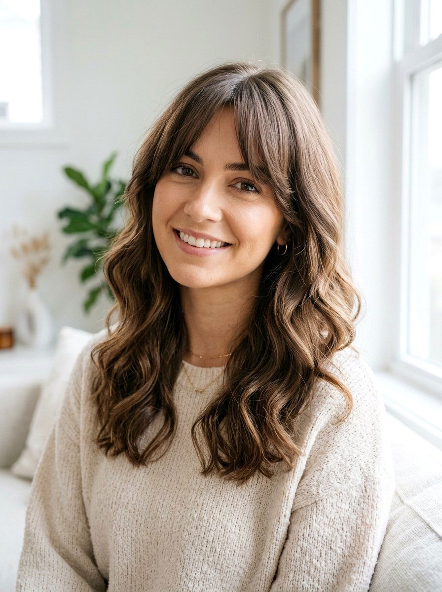 Shoulder Length Soft Waves With Curtain Bangs - 20 shoulder length haircut with soft waves - 20 shoulder length haircut with soft waves