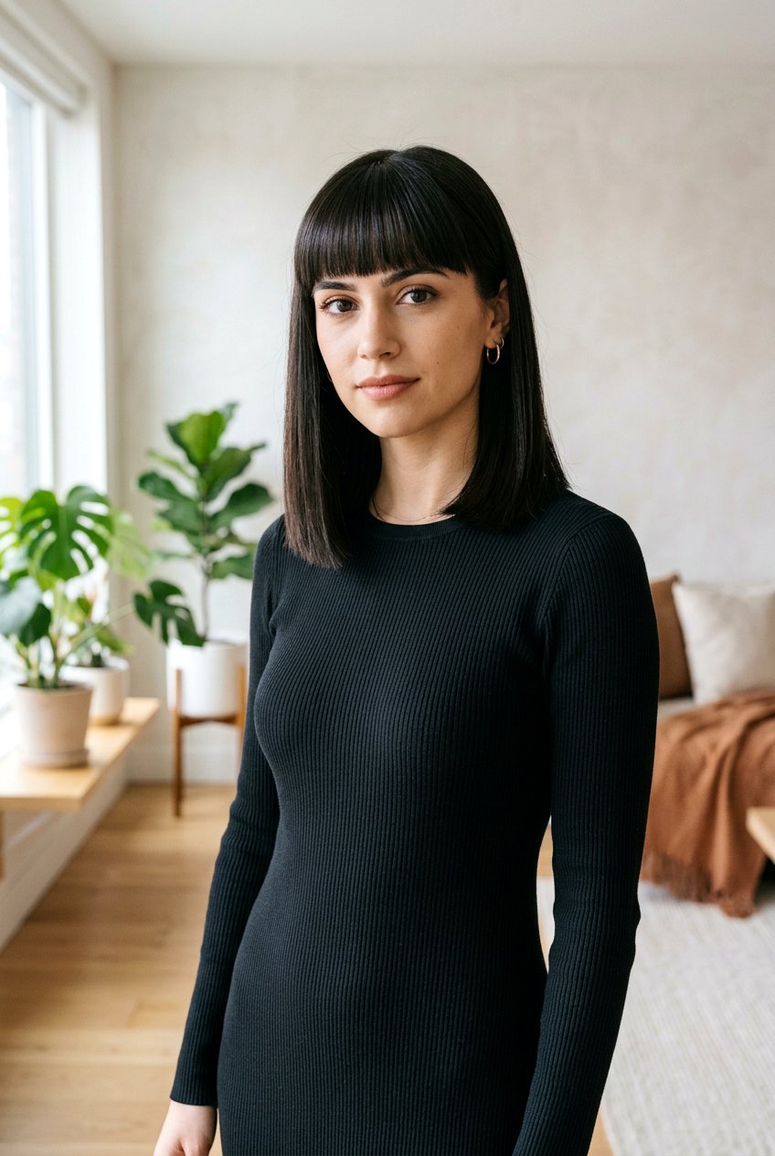 Shoulder Length Straight Cut With Blunt Bangs For Fine Hair - 20 shoulder length haircut for fine hair with bangs - 20 shoulder length haircut for fine hair with bangs
