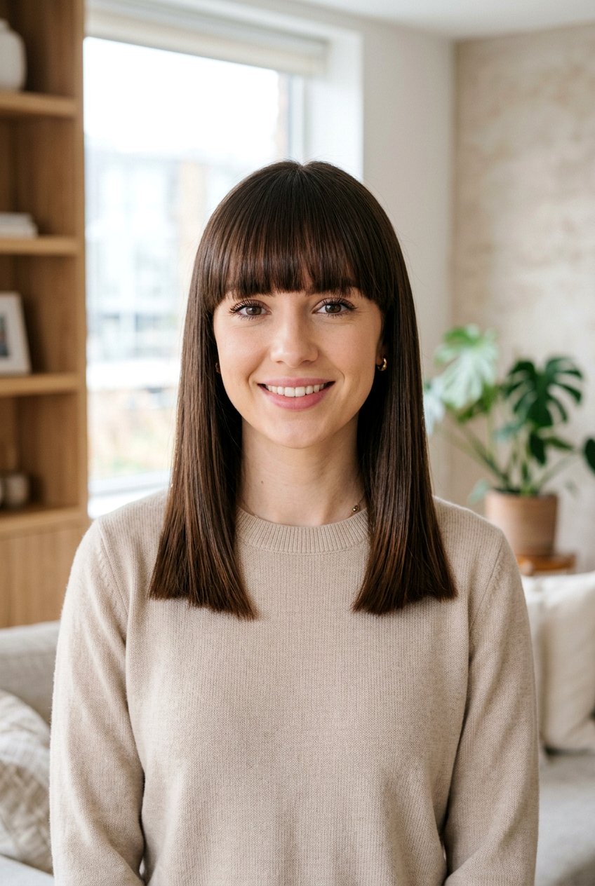 Shoulder Length Straight Hair With Blunt Bangs - 20 medium hair with blunt bangs - 20 medium hair with blunt bangs