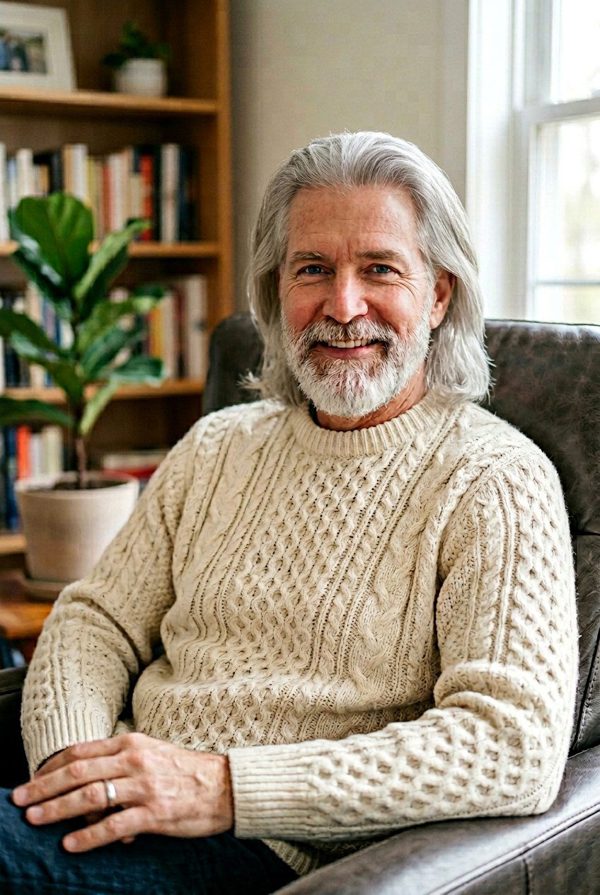 Shoulder Length Taper - 20 mens haircut for mature gray hair - 20 men’s haircut for mature gray hair