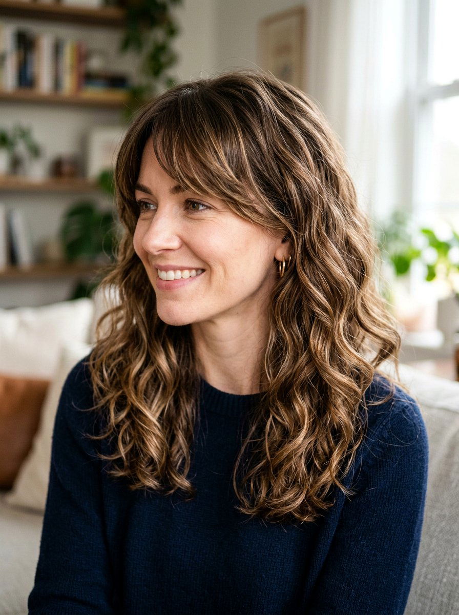 Shoulder Length Thick Wavy Hair With Side Bangs - 20 shoulder length wavy haircut for thick hair - 20 shoulder length wavy haircut for thick hair