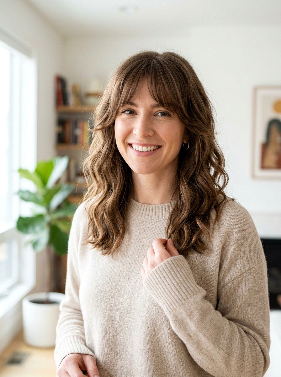 Shoulder Length Waves With Face Framing Bangs - 20 wavy shoulder length haircut with bangs - 20 wavy shoulder length haircut with bangs