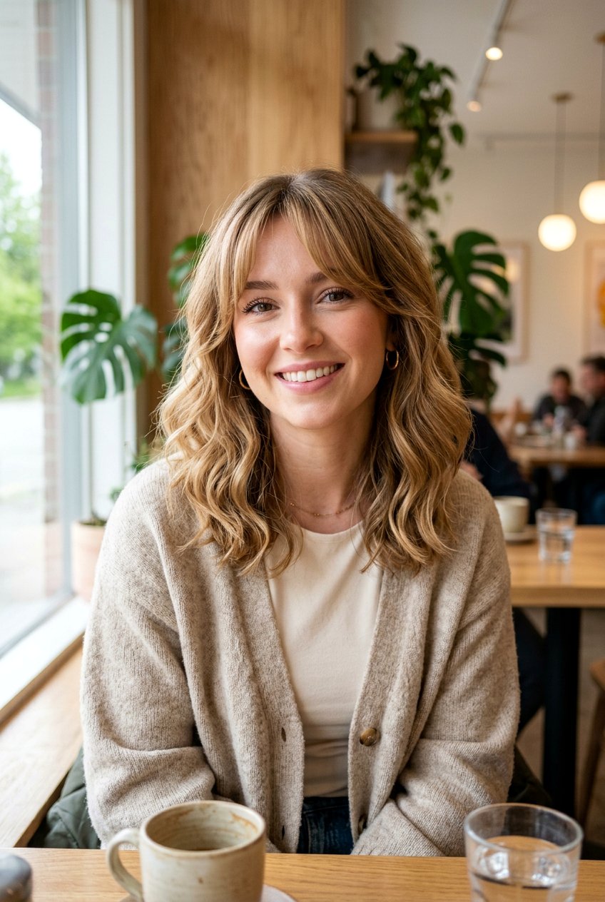 Shoulder Length Wavy Cut With Curtain Bangs For Fine Hair - 20 shoulder length haircut for fine hair with bangs - 20 shoulder length haircut for fine hair with bangs