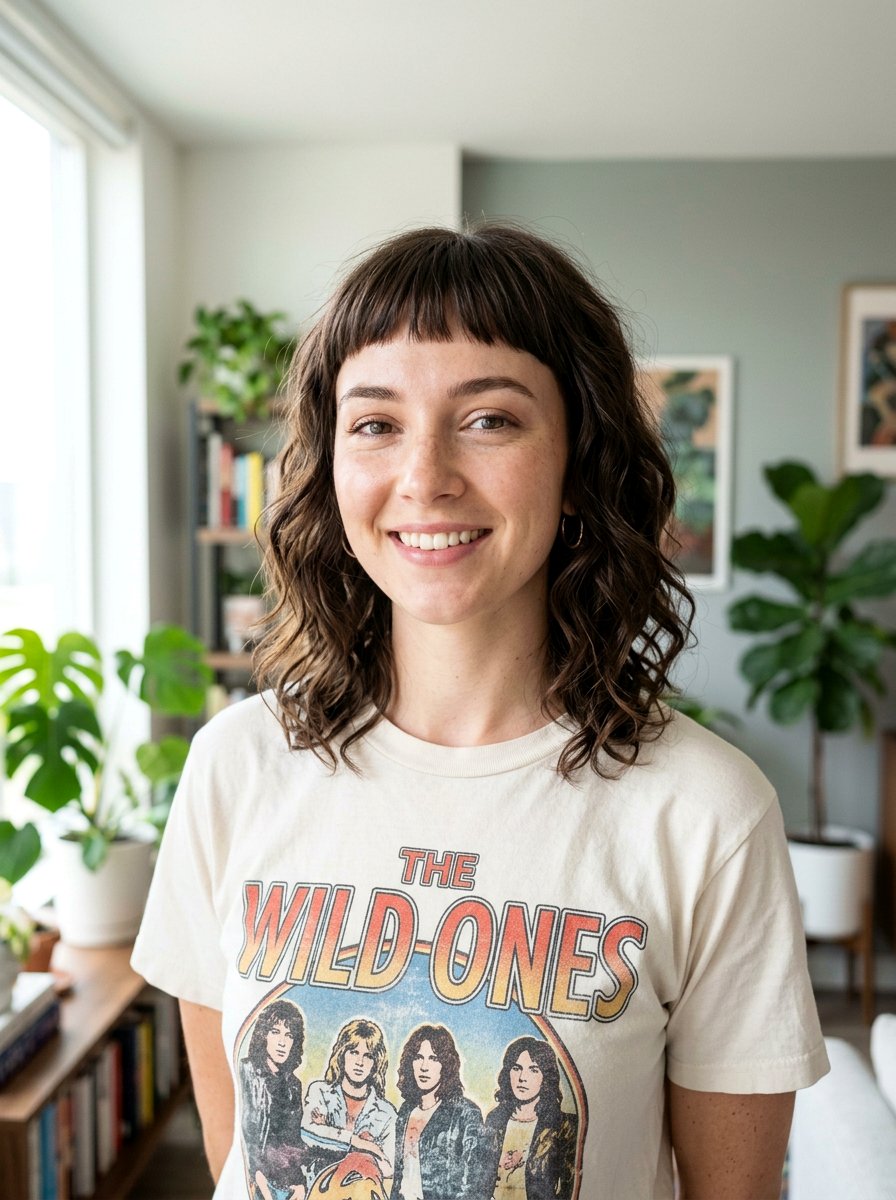 Shoulder Length Wavy Cut With Micro Bangs - 20 wavy shoulder length haircut with bangs - 20 wavy shoulder length haircut with bangs