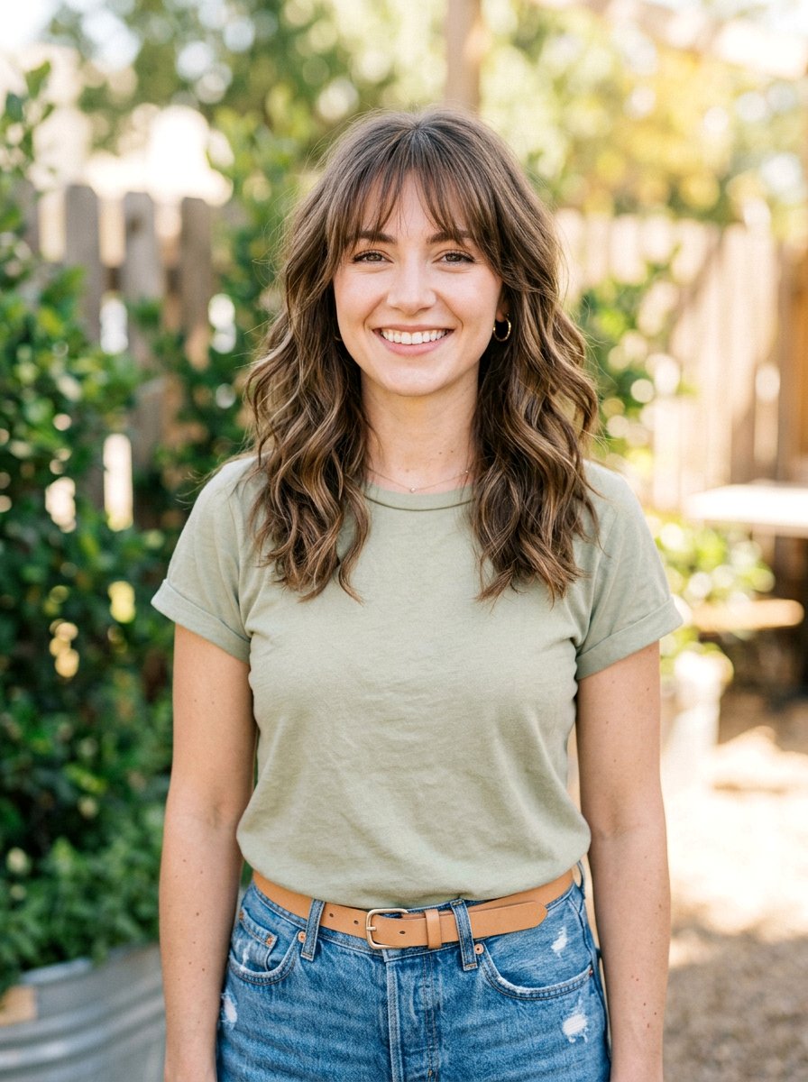 Shoulder Length Wavy Cut With Wispy Bangs - 20 wavy haircut with wispy bangs - 20 wavy haircut with wispy bangs