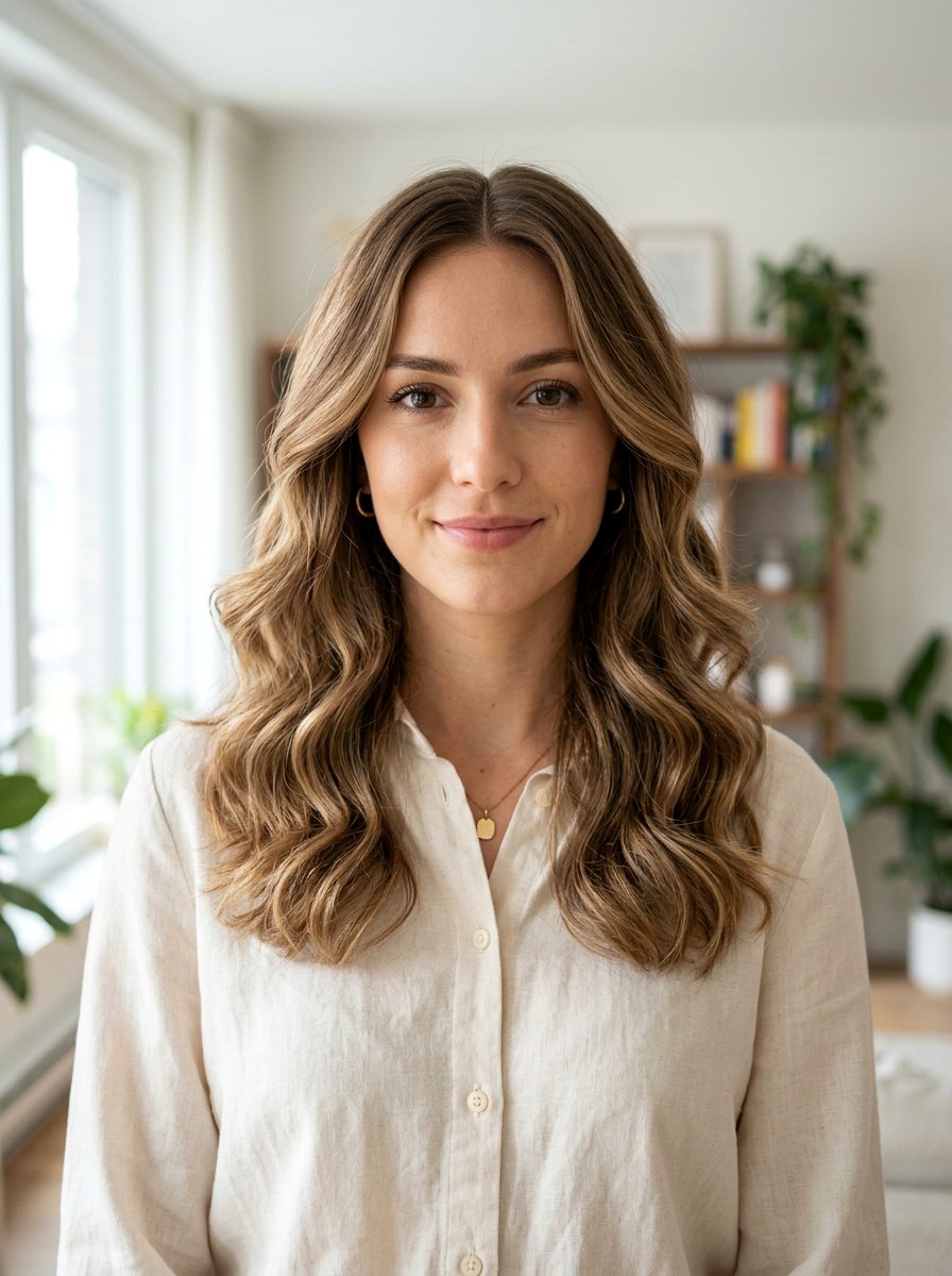 Shoulder Length Wavy Hair With Middle Part - 20 shoulder length haircut with soft waves - 20 shoulder length haircut with soft waves