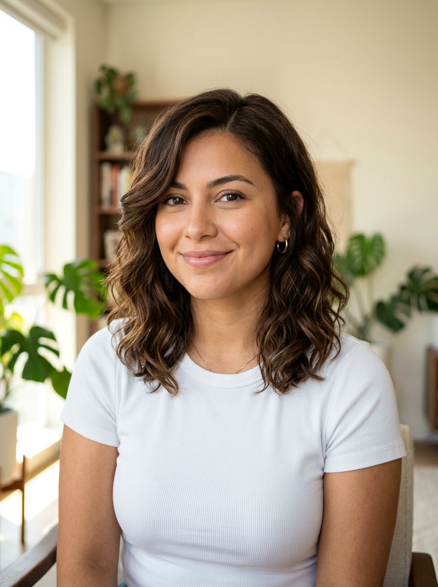 Shoulder Length Wavy Haircut For Round Face - 20 shoulder length haircut with soft waves - 20 shoulder length haircut with soft waves