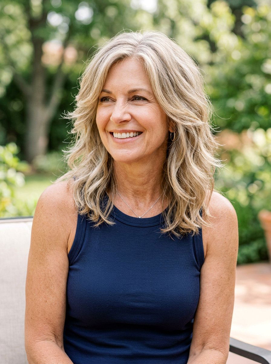 Shoulder Length Wavy Shag With Layers - 20 wavy shag for women over 50 - 20 wavy shag for women over 50