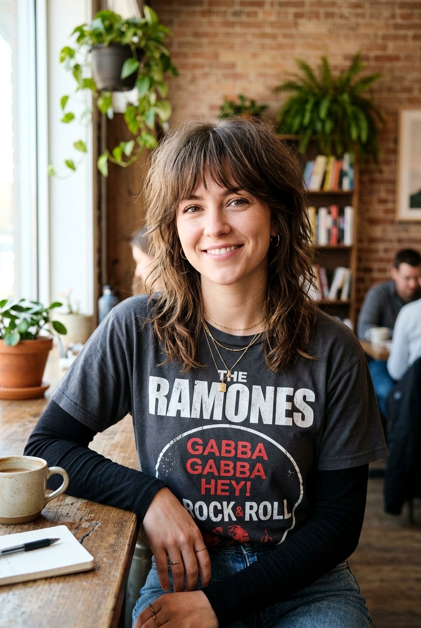 Shoulder Length Wolf Cut With Wispy Bangs - 20 shoulder length haircut with wispy bangs - 20 shoulder length haircut with wispy bangs