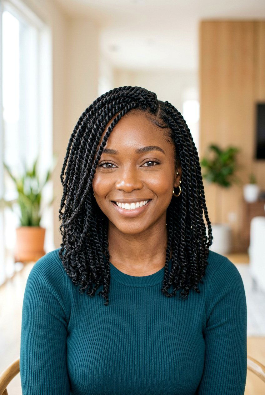 Shoulder length Senegalese twists - 20 senegalese twists hairstyles - 20 senegalese twists hairstyles