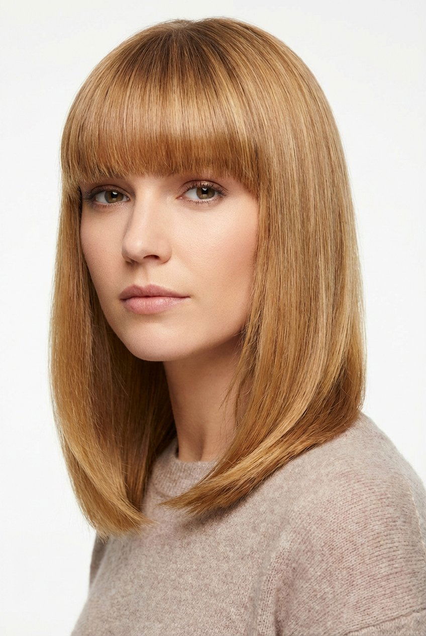 Shoulder length blunt bangs - 20 blunt bangs hairstyles - 20 blunt bangs hairstyles