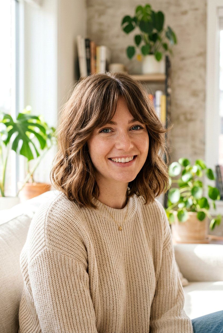 Shoulder length bob with curtain bangs - 20 shoulder length bob haircuts - 20 shoulder length bob haircuts