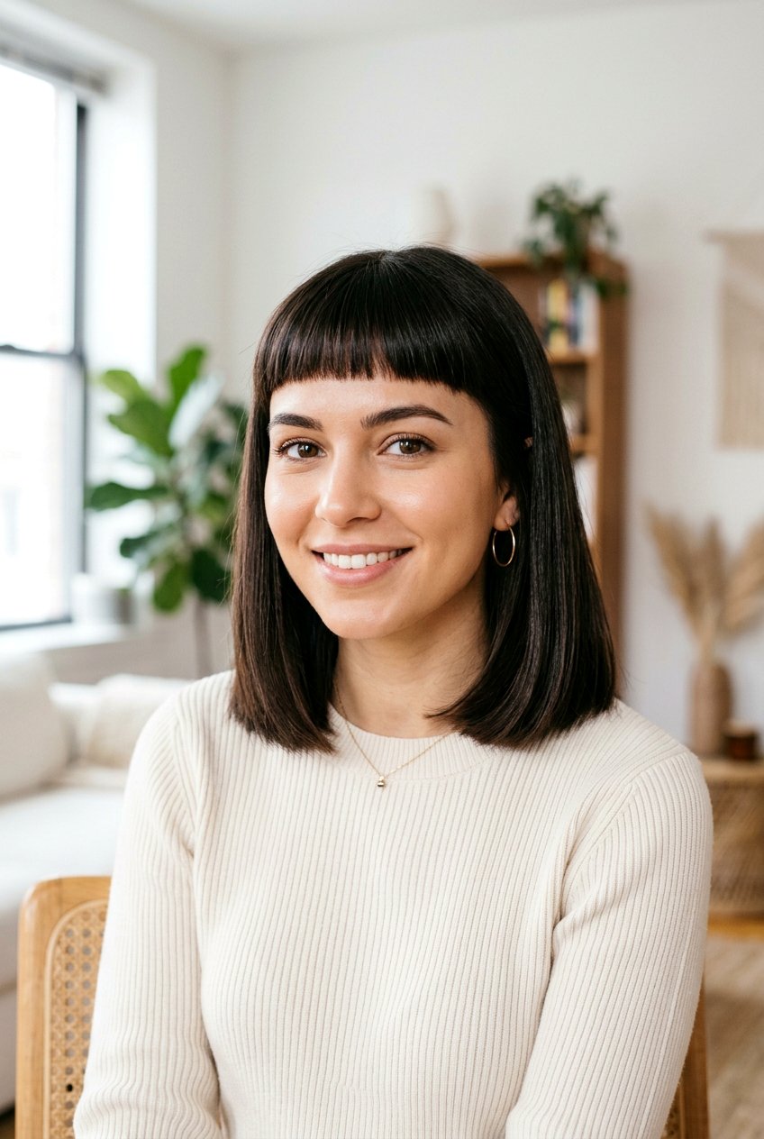 Shoulder length bob with micro bangs - 20 shoulder length haircuts with bangs - 20 shoulder length haircuts with bangs