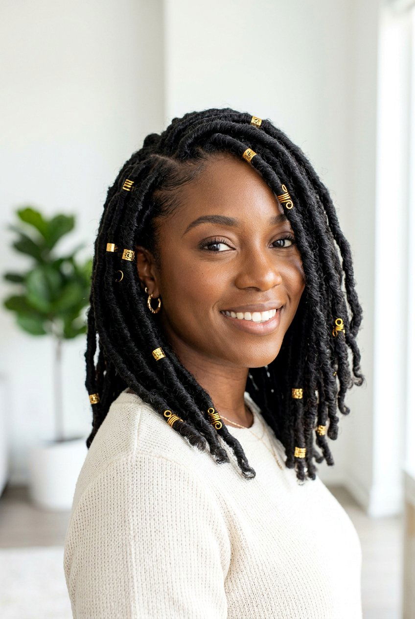 Shoulder length faux locs bob - 20 faux locs hairstyles - 20 faux locs hairstyles