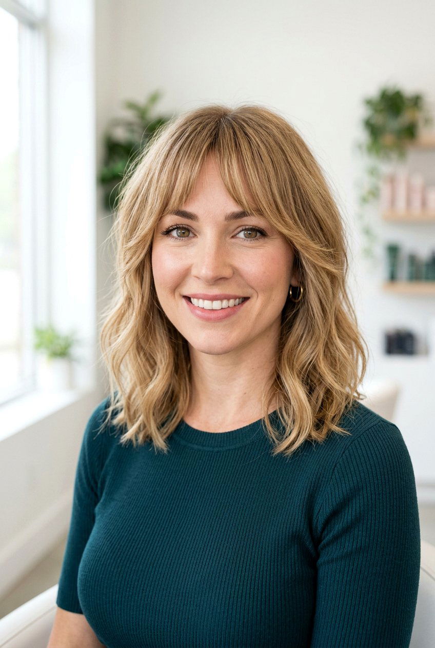 Shoulder length hair with bottleneck bangs - 20 shoulder length haircuts with bangs - 20 shoulder length haircuts with bangs