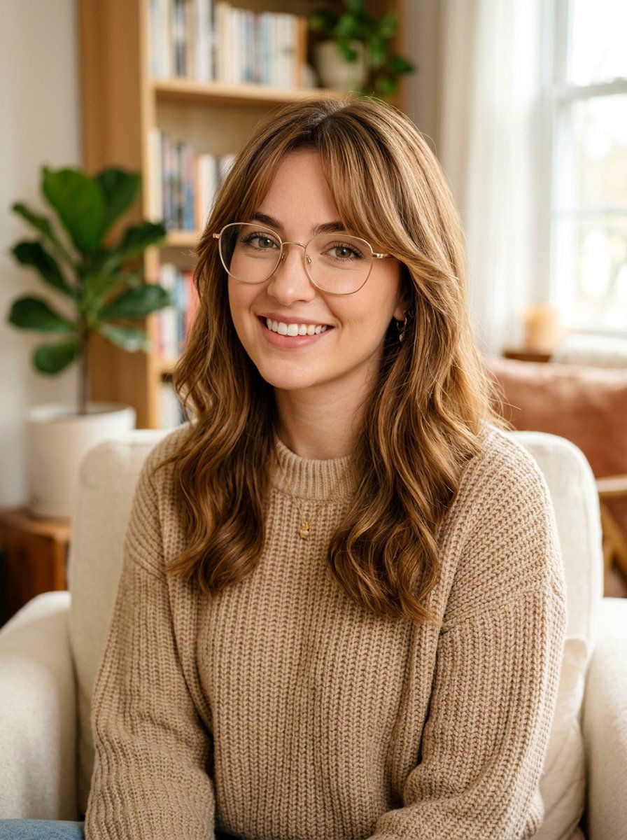 Shoulder length hair with curtain bangs - 20 shoulder length hairstyles for women with glasses - 20 shoulder length hairstyles for women with glasses