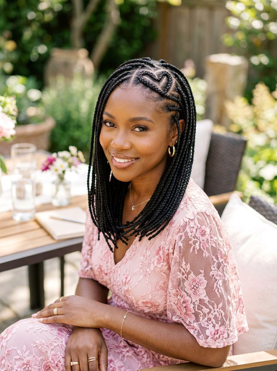 Shoulder length knotless braids with heart part - 20 shoulder length knotless braids - 20 shoulder length knotless braids