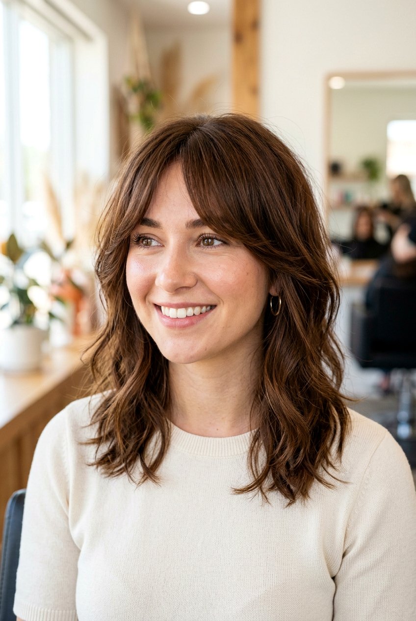 Shoulder length layers with curtain bangs - 20 curtain bangs with layers - 20 curtain bangs with layers