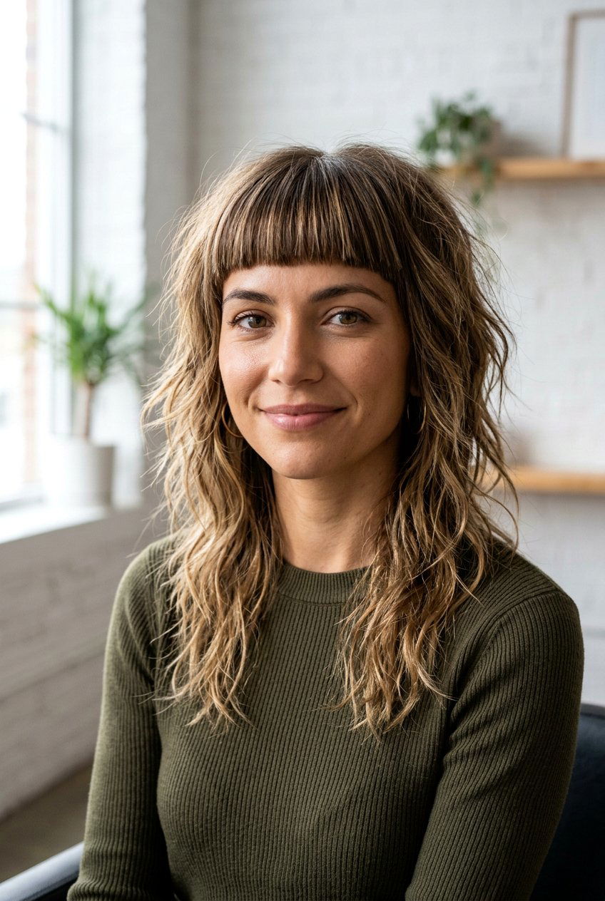 Shoulder length shag with blunt bangs - 20 shoulder length shag haircut - 20 shoulder length shag haircut