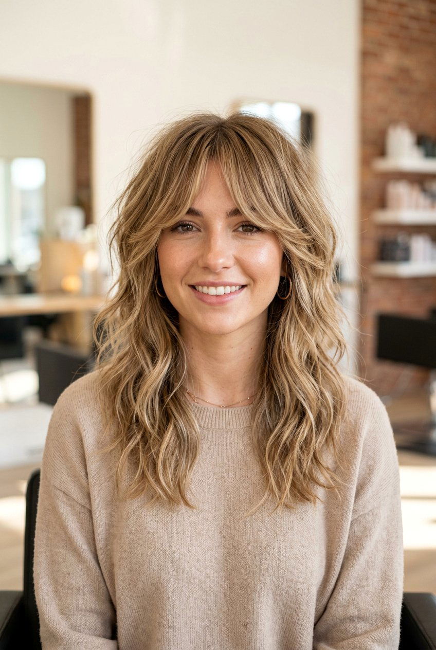 Shoulder length shag with curtain bangs - 20 shoulder length shag haircut - 20 shoulder length shag haircut