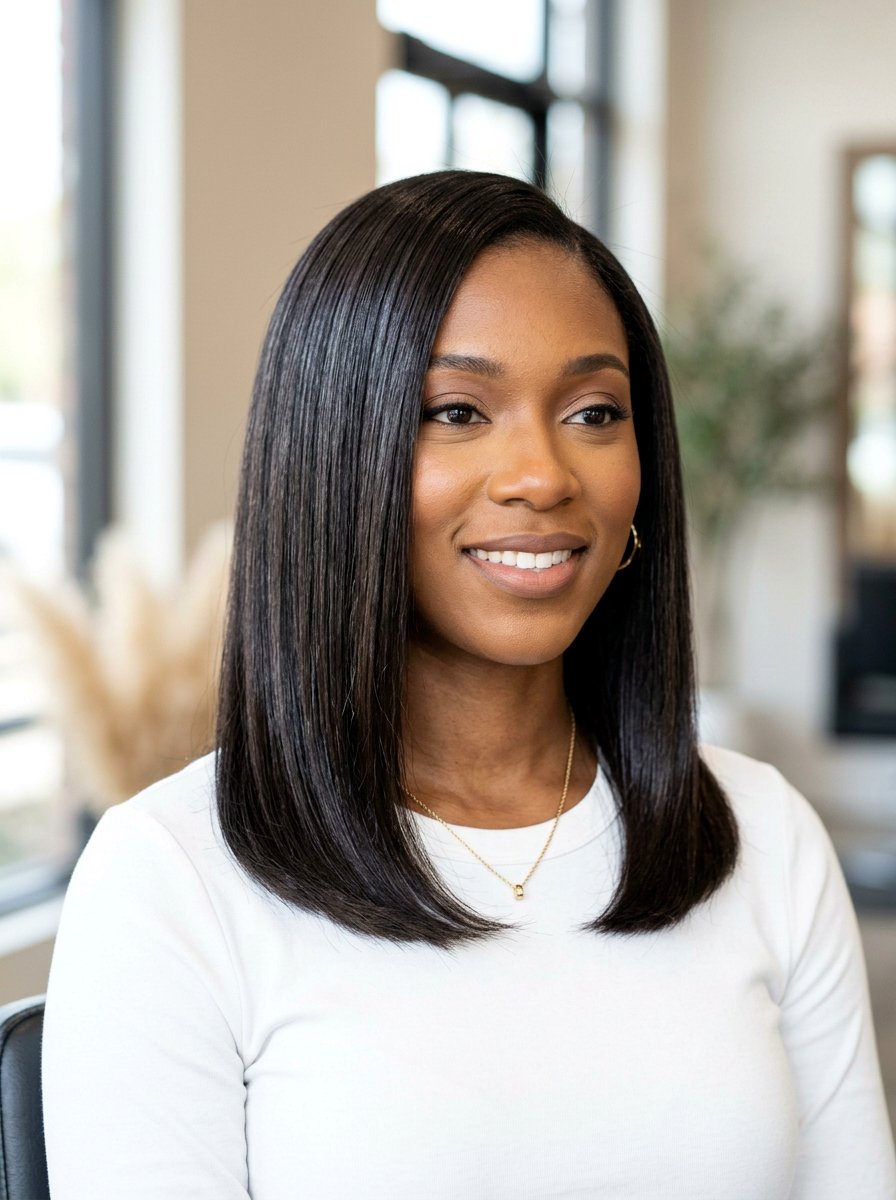 Shoulder length silk press - 20 silk press for women over 50 - 20 silk press for women over 50