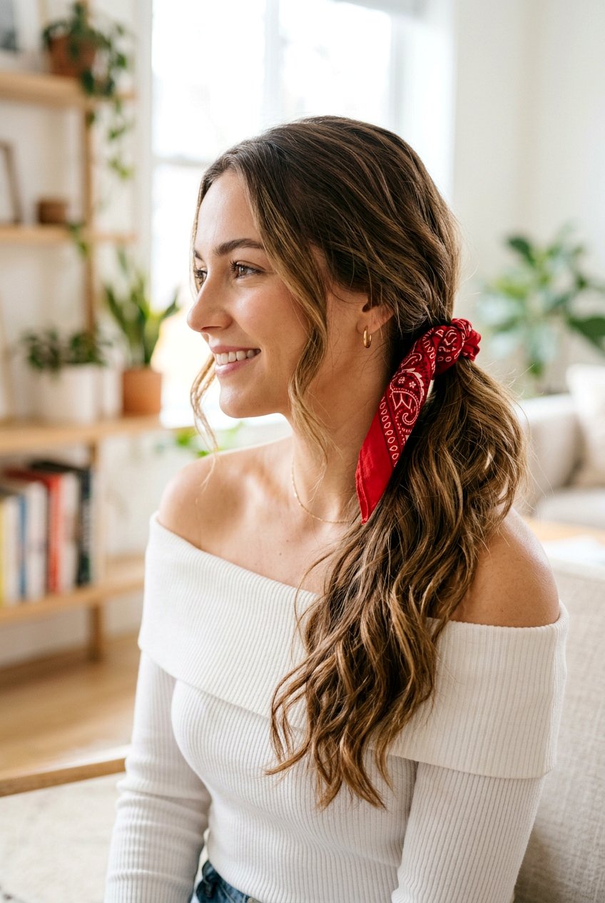 Side Bandana Ponytail - 20 bandana ponytail hairstyle - 20 bandana ponytail hairstyle