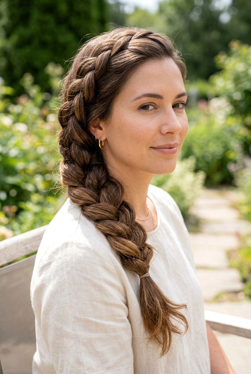 Side Braid - 20 easy hairstyles for medium hair - 20 easy hairstyles for medium hair