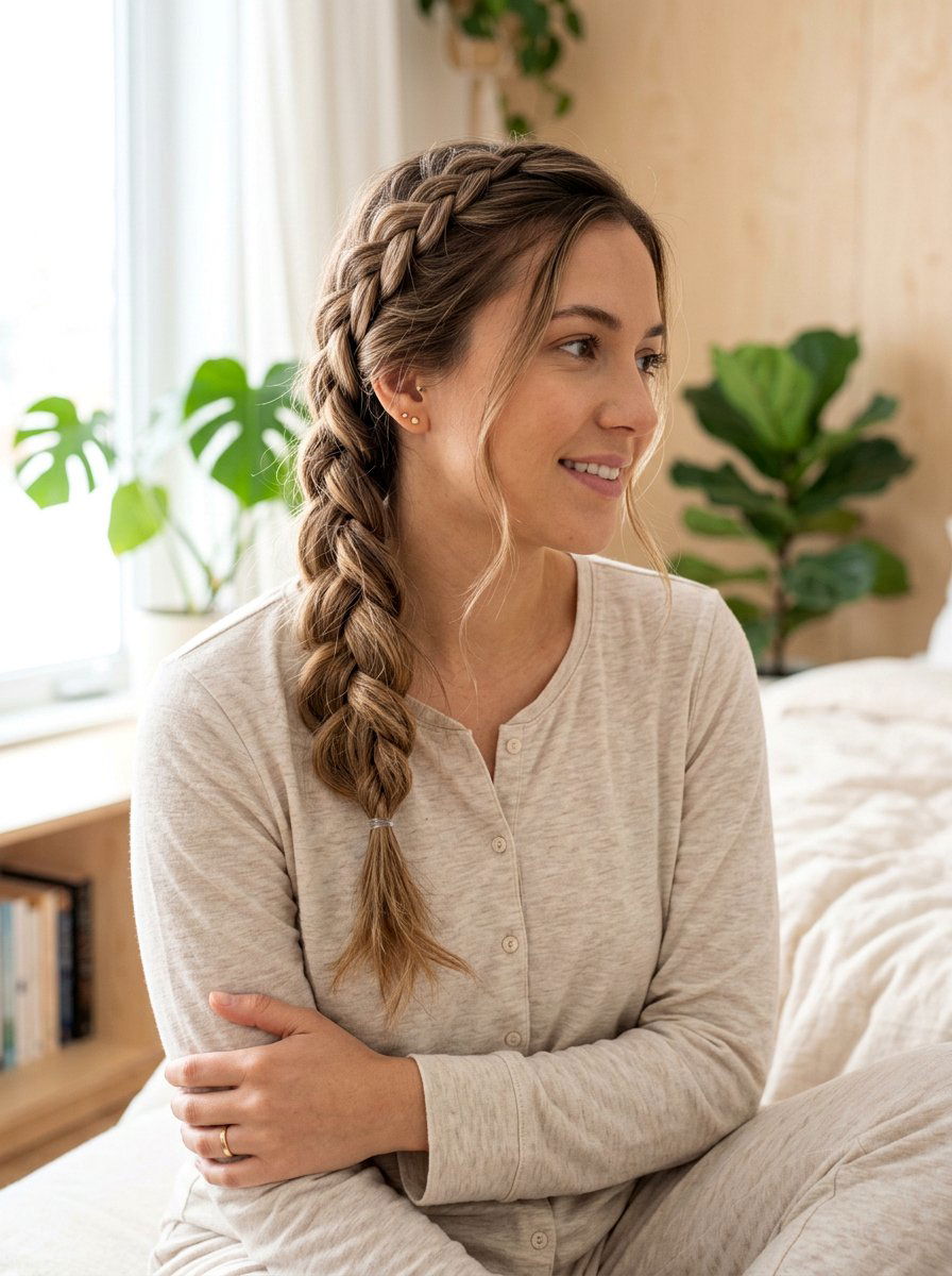 Side Braid - 20 satin bonnet hairstyles for curls - 20 satin bonnet hairstyles for curls