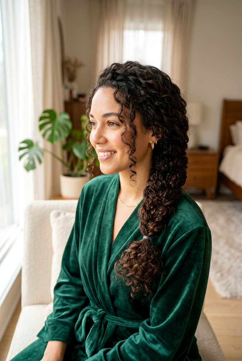 Side Braid - 20 bonnet hairstyle for curly hair - 20 bonnet hairstyle for curly hair