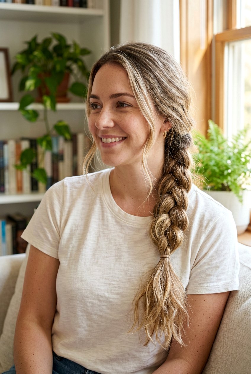 Side Braid - 20 easy morning hairstyle for shoulder length hair - 20 easy morning hairstyle for shoulder length hair