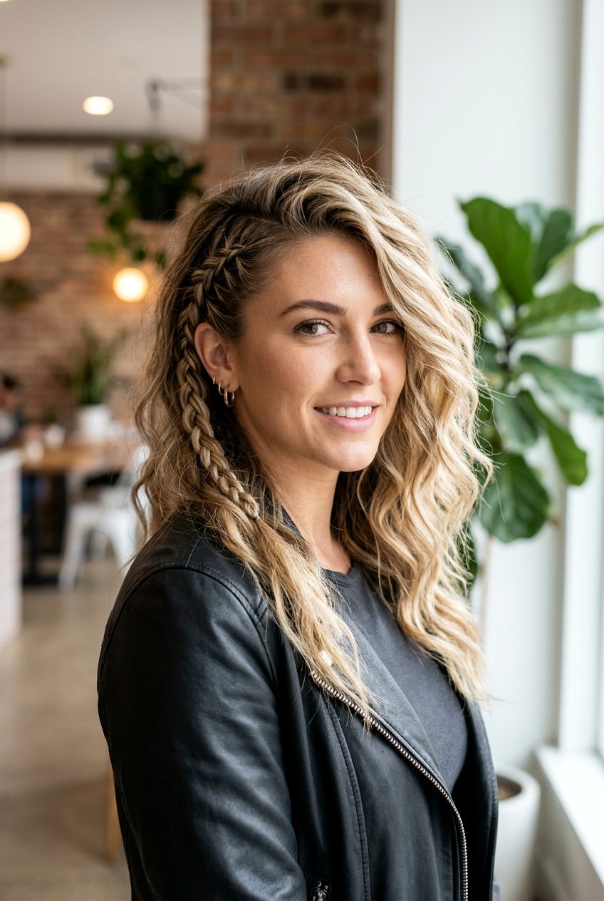 Side Braid Asymmetry - 20 overnight braid curls for medium hair - 20 overnight braid curls for medium hair