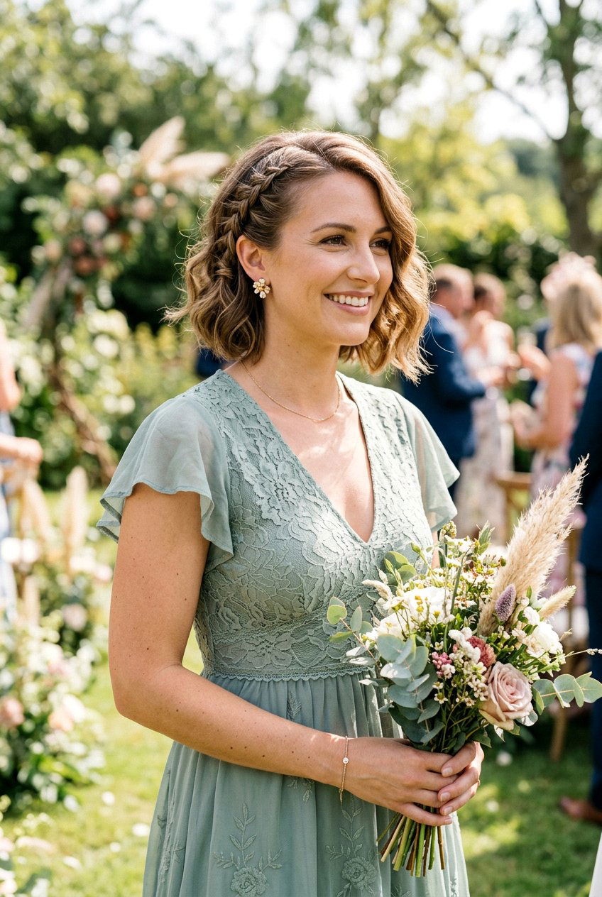 Side Braid Bob - 20 bridesmaid hairstyles for short bob hair - 20 bridesmaid hairstyles for short bob hair