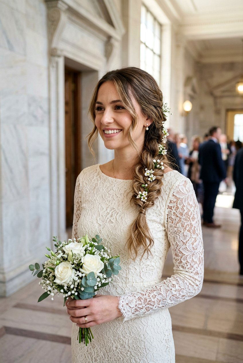 Side Braid Civil Wedding Hairstyle - 20 civil wedding hairstyles - 20 civil wedding hairstyles
