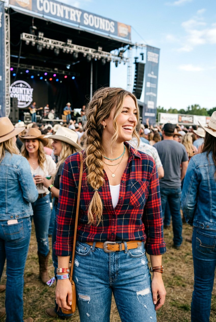 Side Braid Country Concert Look - 20 country concert hairstyles - 20 country concert hairstyles