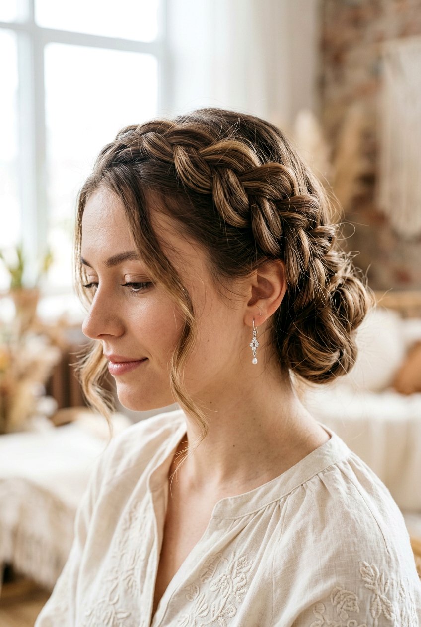 Side Braid Crown - 20 cottagecore braid crown hairstyle - 20 cottagecore braid crown hairstyle