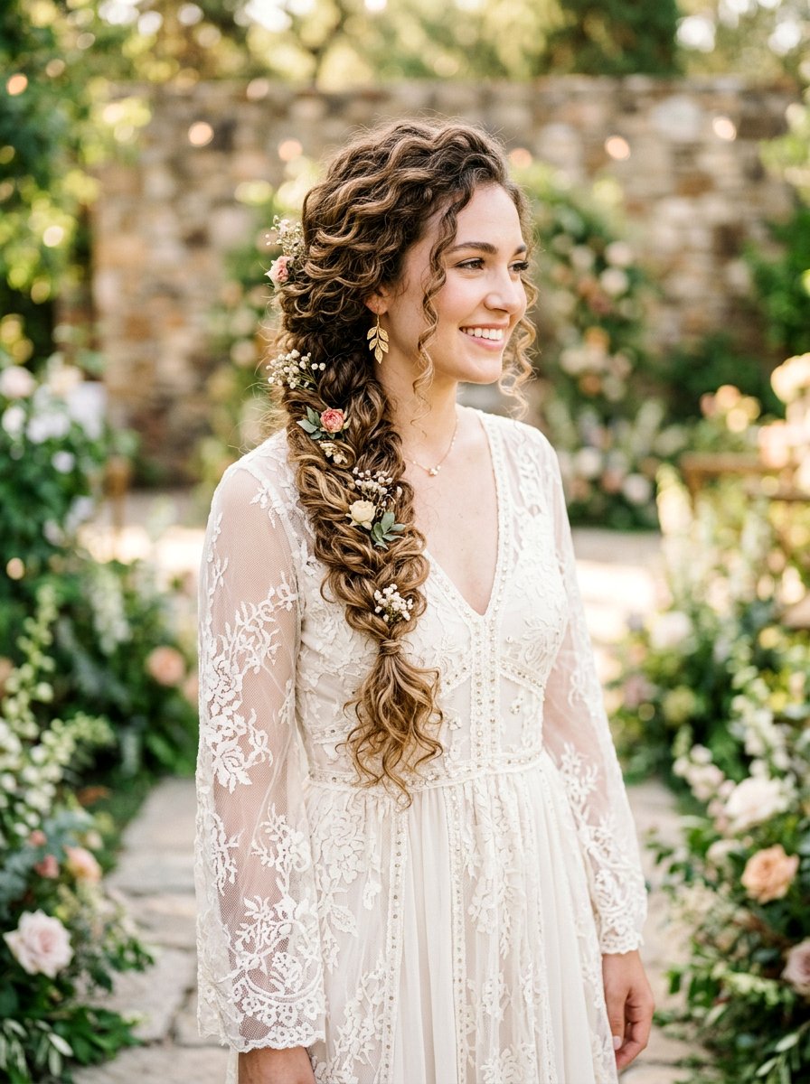 Side Braid Curly Hair - 20 homecoming hairstyles for curly hair - 20 homecoming hairstyles for curly hair