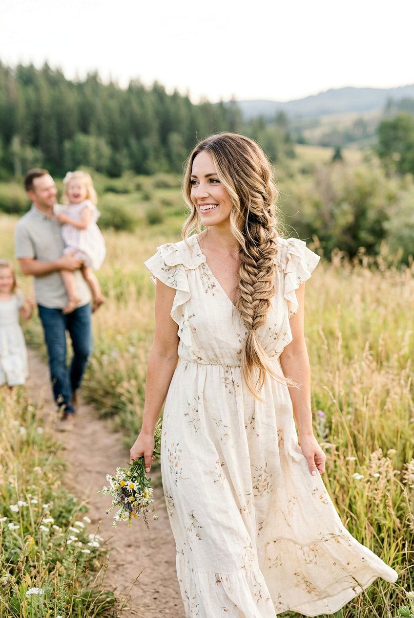 Side Braid For Family Session - 20 family session hairstyles - 20 family session hairstyles