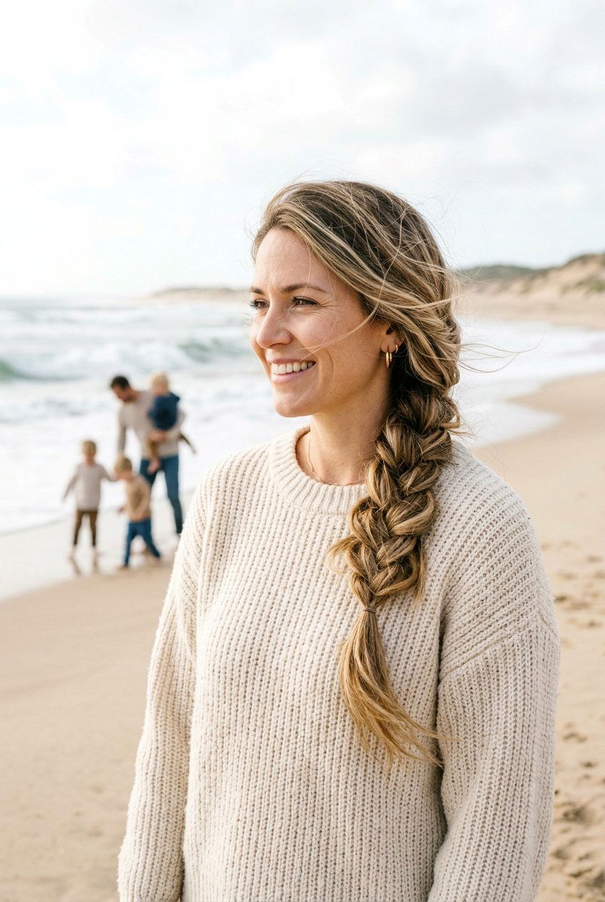 Side Braid For Outdoor Family Sessions - 20 family photo hairstyles - 20 family photo hairstyles