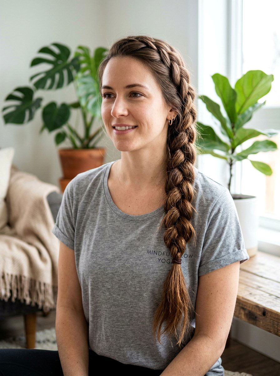 Side Braid For Yoga - 20 yoga hairstyles for long hair - 20 yoga hairstyles for long hair