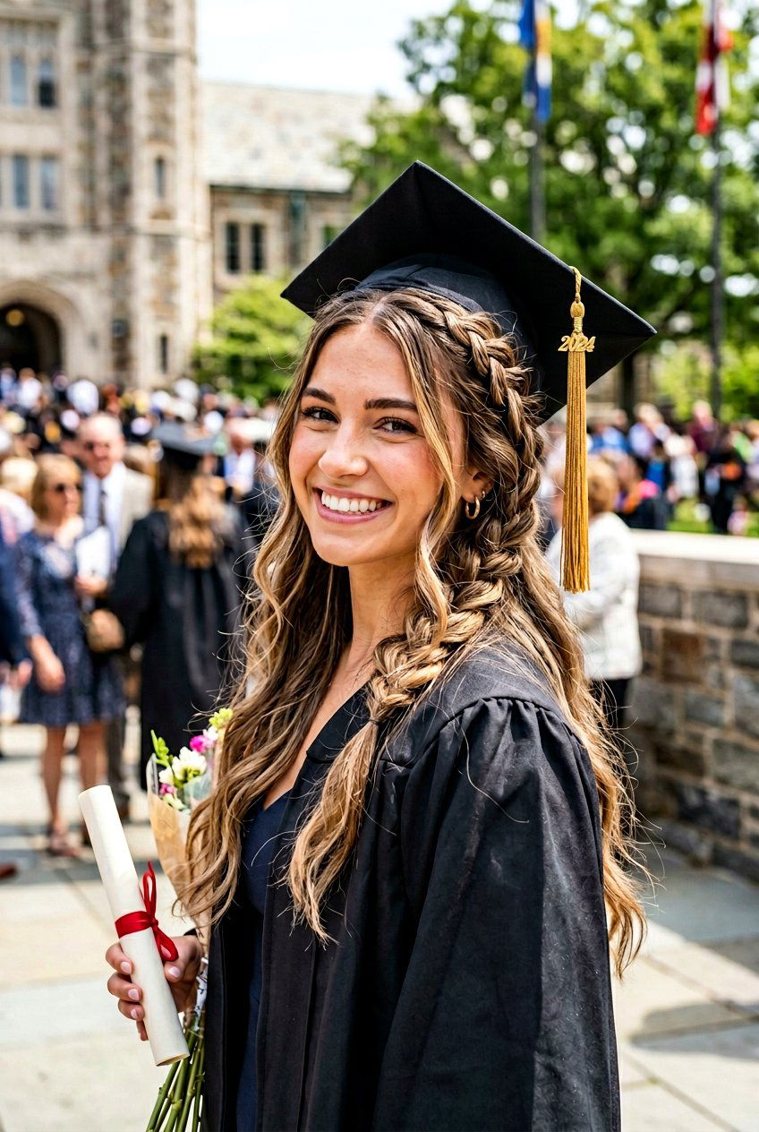 Side Braid Half Up For Graduation - 20 graduation hairstyle with half up braid - 20 graduation hairstyle with half up braid