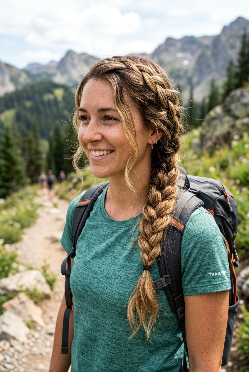 Side Braid Hiking Hairstyle - 20 hiking braid hairstyles - 20 hiking braid hairstyles
