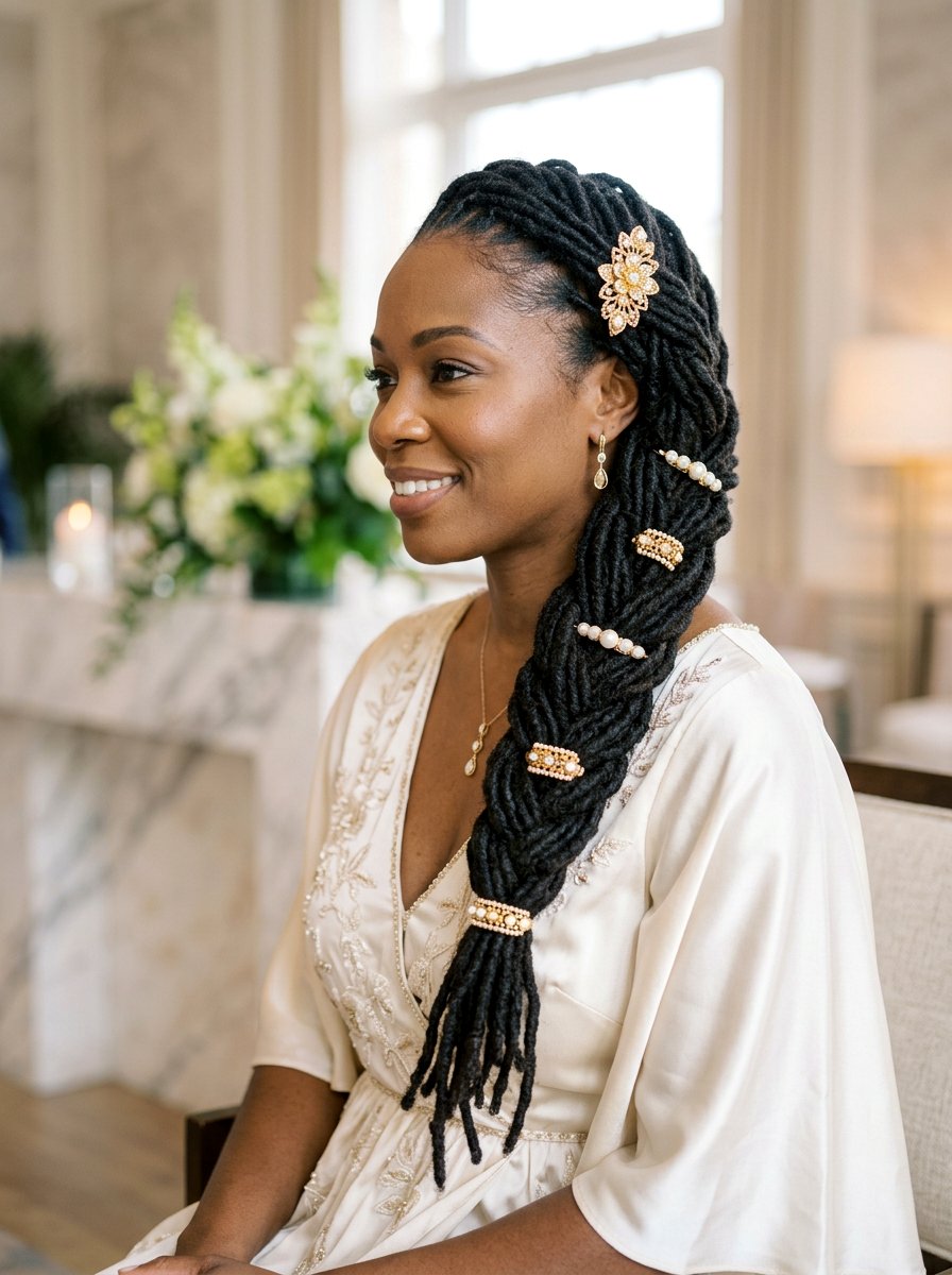 Side Braid Locs - 20 prom hairstyles for locs - 20 prom hairstyles for locs