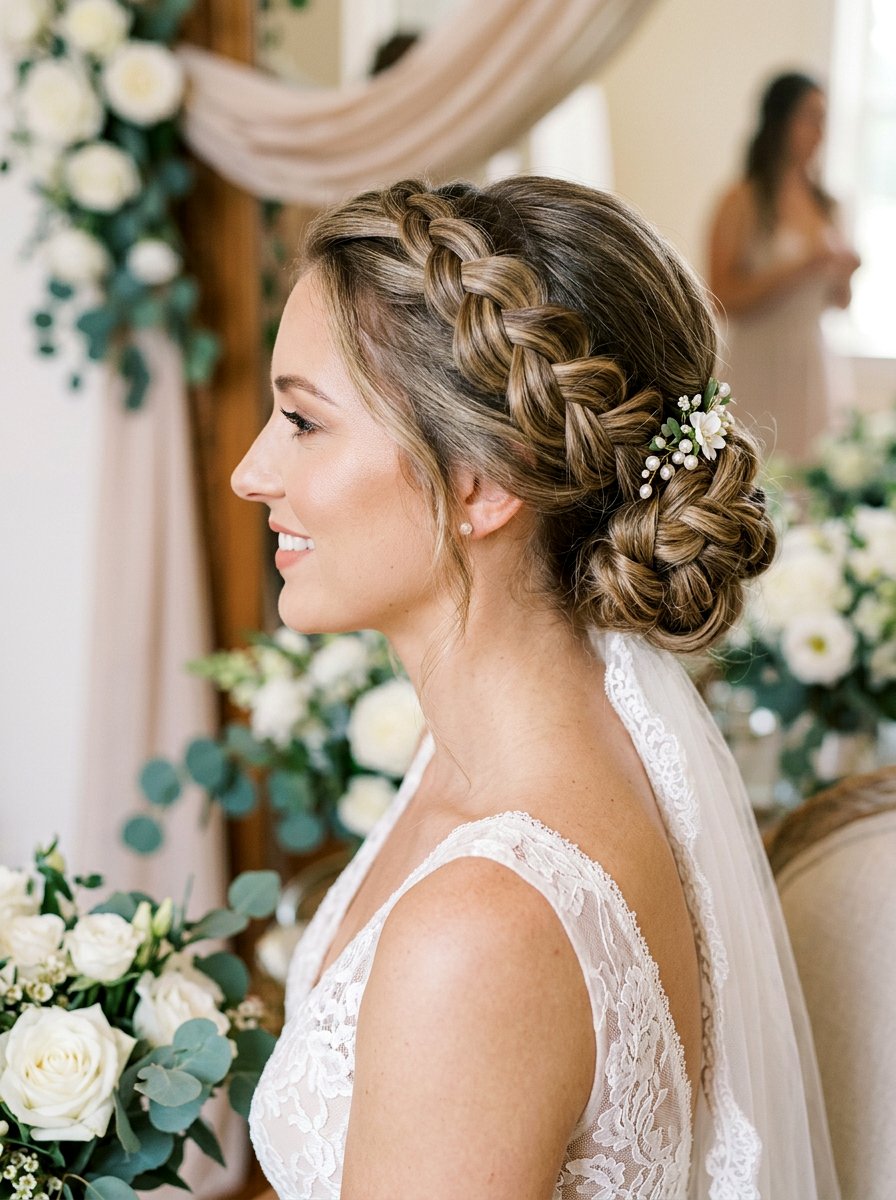 Side Braid Low Bun Wedding - 20 wedding hairstyles with side braid - 20 wedding hairstyles with side braid