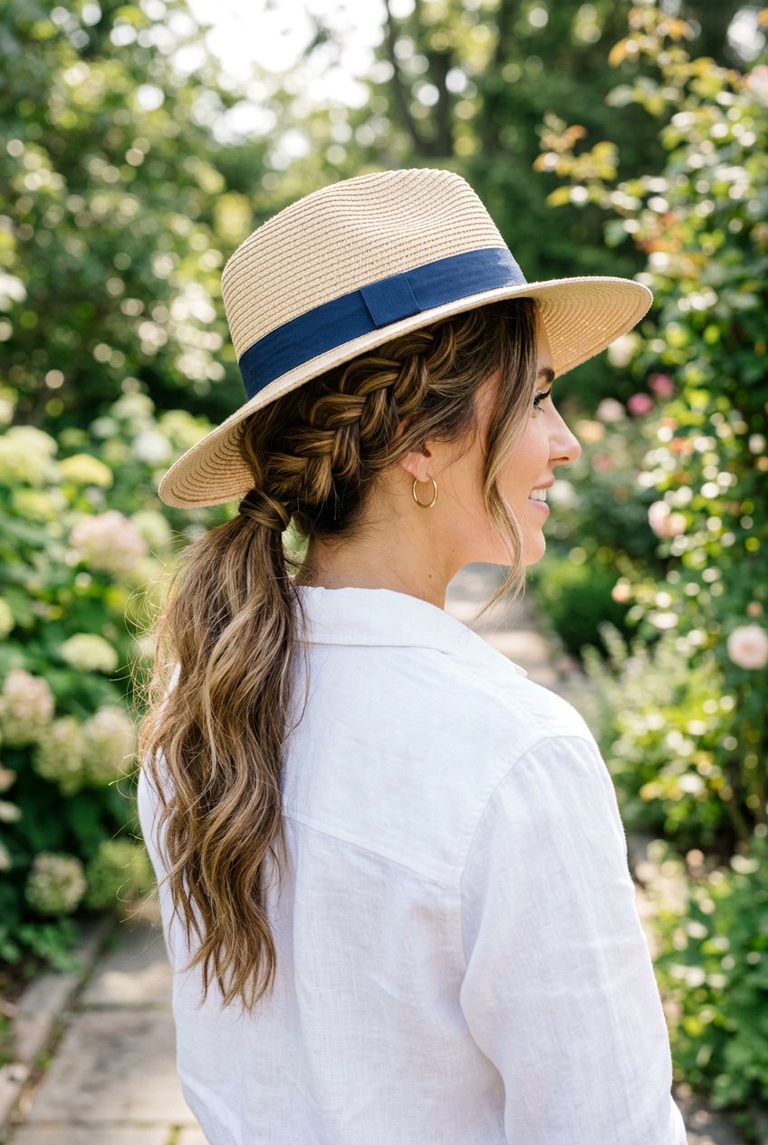 Side Braid Low Ponytail - 20 hiking ponytail with braid - 20 hiking ponytail with braid